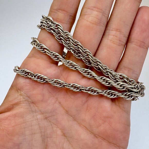 VTG Italy Sterling Silver 925 Heavy Rope Chain Lobster Clasp Necklace Size 29.5" - Picture 8 of 11